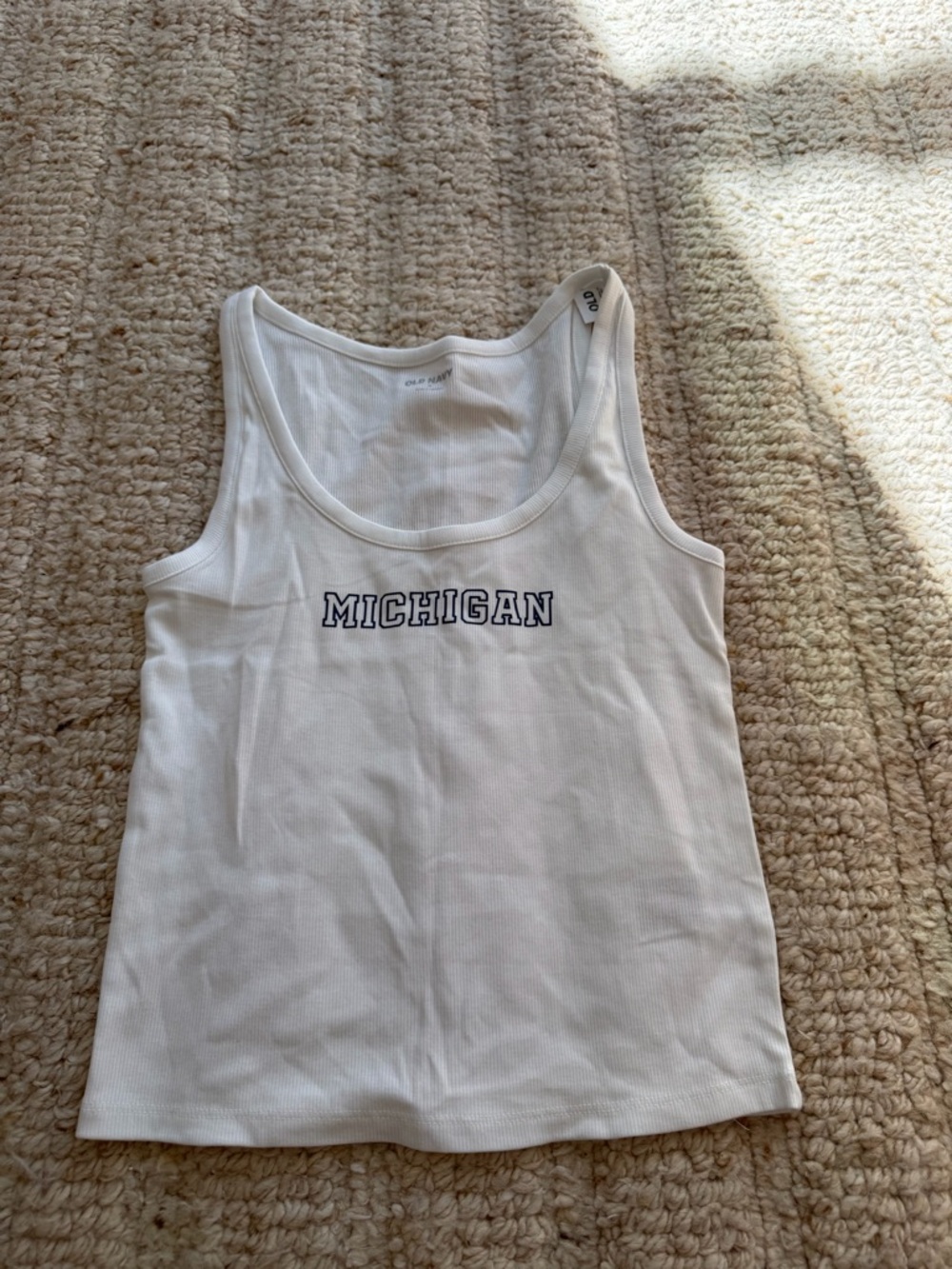 Old Navy White Michigan Ribbed Tank Top
